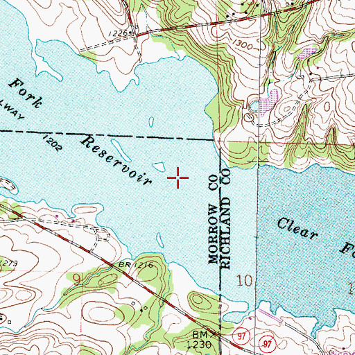 Topographic Map of Clear Fork Reservoir, OH