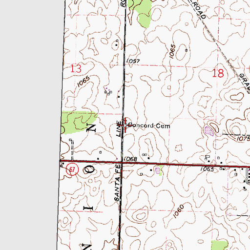 Topographic Map of Concord Cemetery, OH