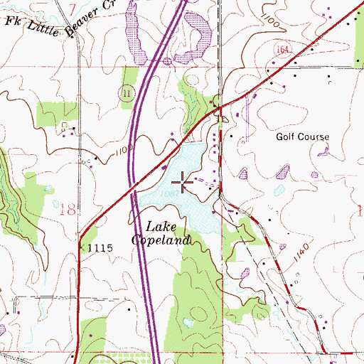 Topographic Map of Lake Copeland, OH