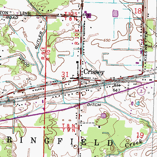 Topographic Map of Crissey, OH