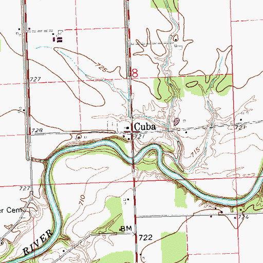Topographic Map of Cuba, OH