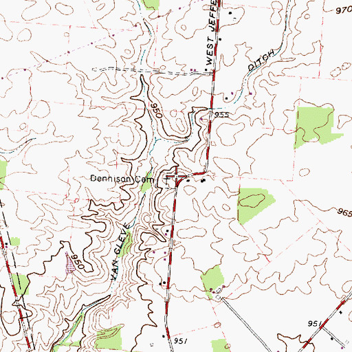 Topographic Map of Dennison Cemetery, OH