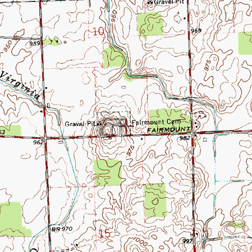 Topographic Map of Fairmount Cemetery, OH