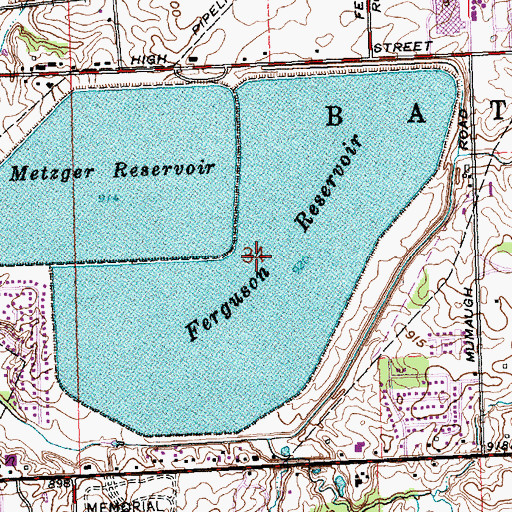 Topographic Map of Ferguson Reservoir, OH