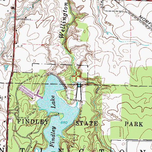 Topographic Map of Findley Lake, OH