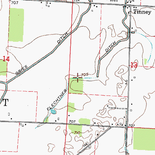 Topographic Map of Flechtner Ditch, OH