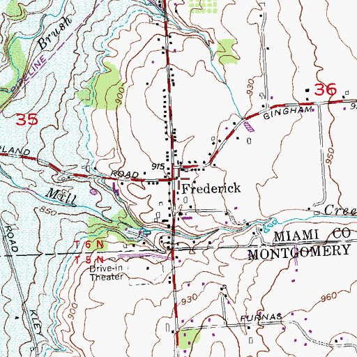 Topographic Map of Frederick, OH