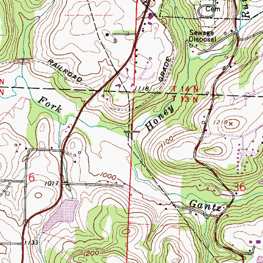 Topographic Map of Gantz Creek, OH