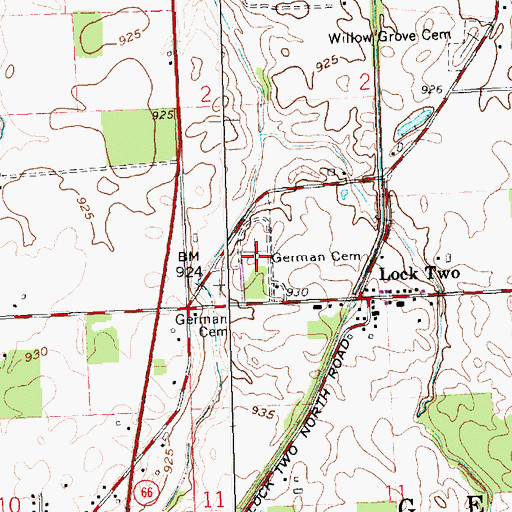 Topographic Map of German Cemetery, OH