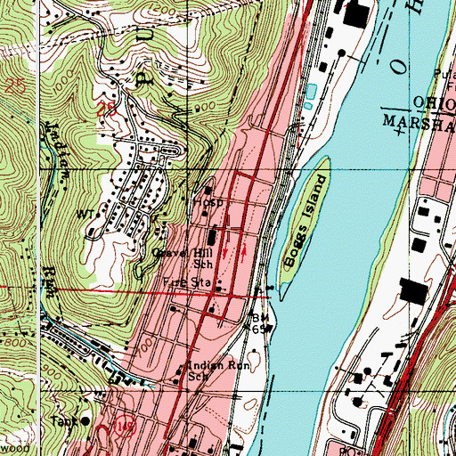 Topographic Map of Gravel Hill Middle School, OH