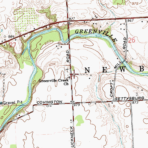 Topographic Map of Greenville Creek United Church of Christ, OH