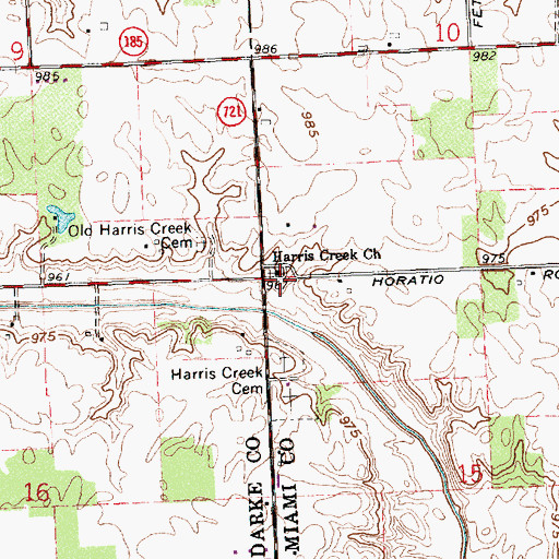 Topographic Map of Harris Creek Church of the Brethren, OH