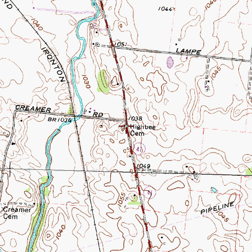 Topographic Map of Highbee Cemetery, OH