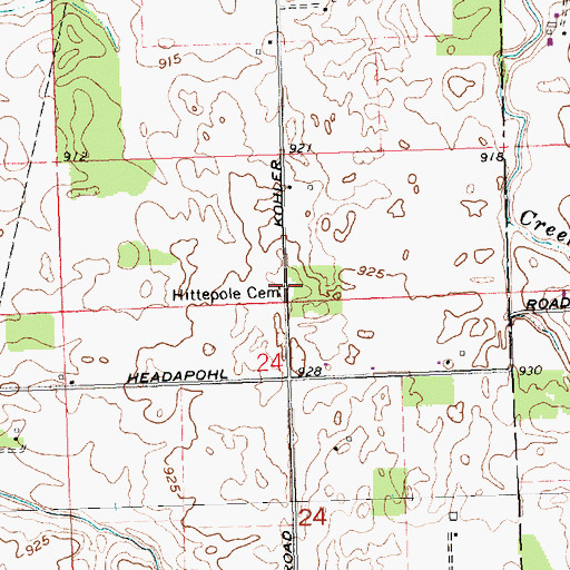 Topographic Map of Hittepole Cemetery, OH