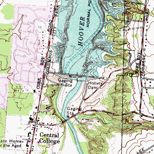 Topographic Map of Hoover Dam, OH