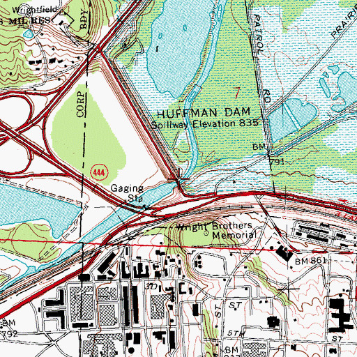 Topographic Map of Huffman Reservoir, OH