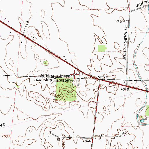 Topographic Map of Jefferson - Jasper Township Cemetery, OH