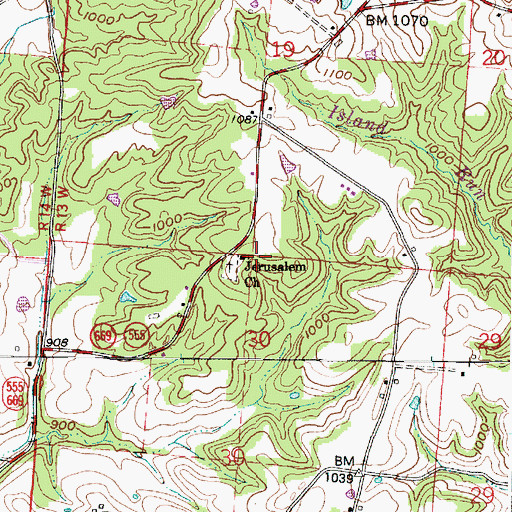 Topographic Map of Jerusalem Evangelical Lutheran Church, OH