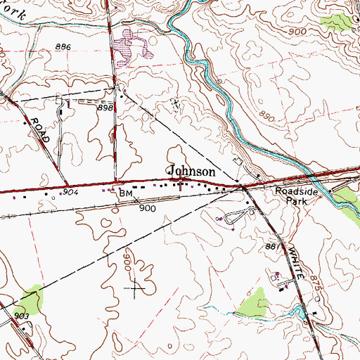 Topographic Map of Johnson, OH