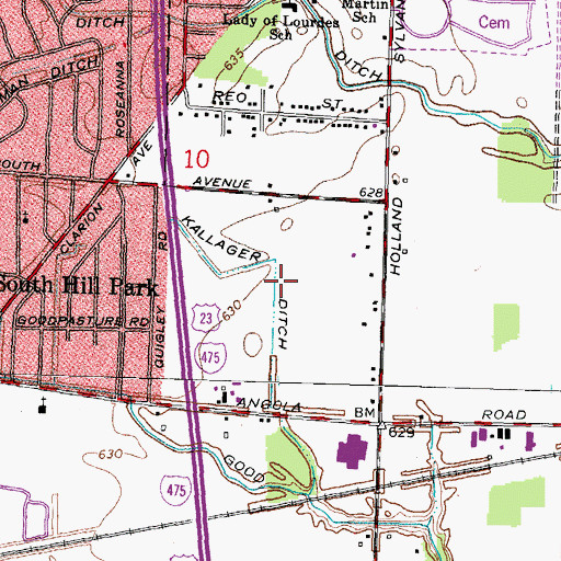 Topographic Map of Kallager Ditch, OH