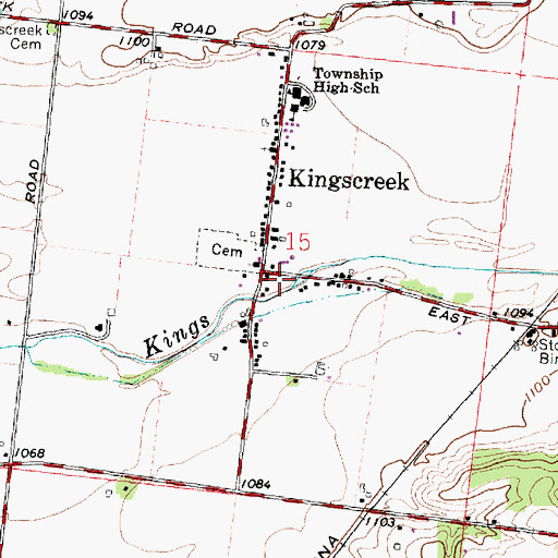 Topographic Map of Kingscreek, OH