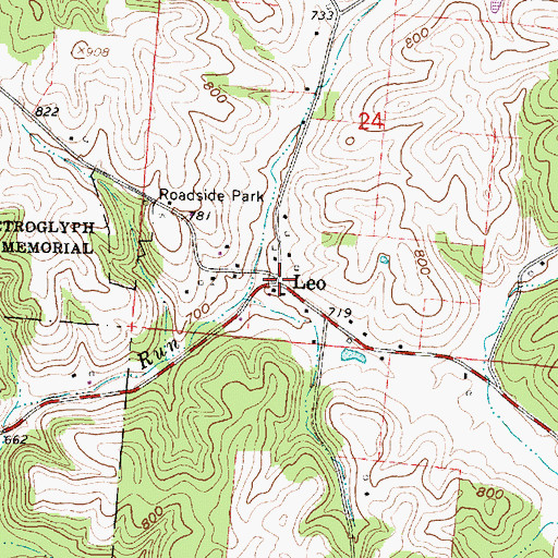 Topographic Map of Leo, OH
