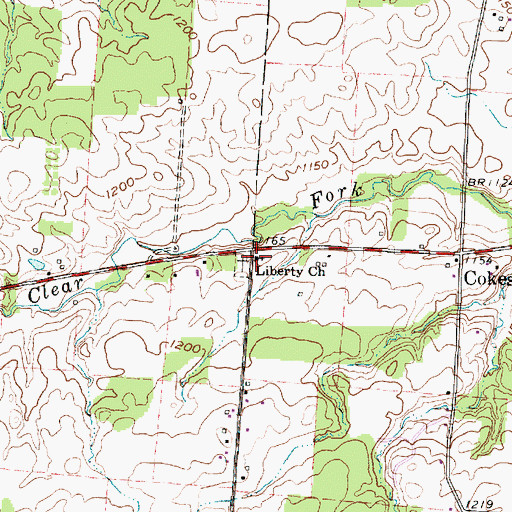 Topographic Map of Liberty Church, OH