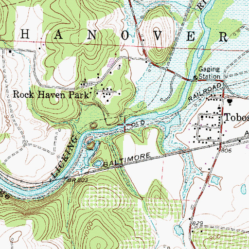 Topographic Map of Licking Gorge, OH