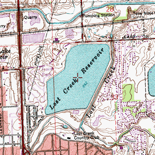 Topographic Map of Lost Creek Reservoir, OH