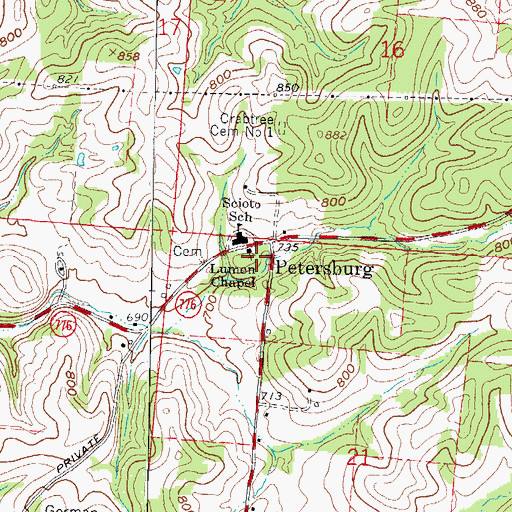 Topographic Map of Lumen Chapel, OH