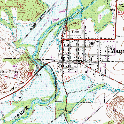 Topographic Map of Magnolia, OH