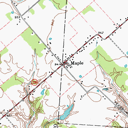 Topographic Map of Maple, OH