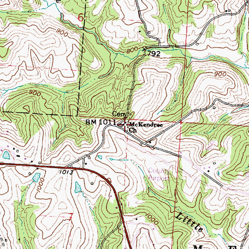Topographic Map of McKendree United Methodist Church, OH