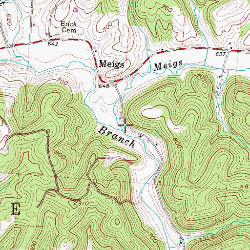 Topographic Map of Meigs Creek, OH