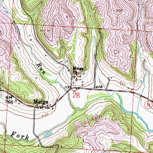 Topographic Map of Meigs Church of Christ, OH