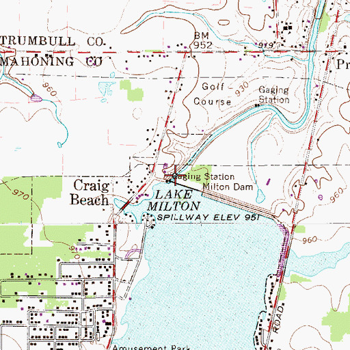 Topographic Map of Milton Dam, OH