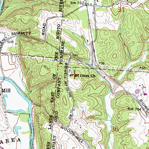 Topographic Map of Mount Olive Baptist Church, OH