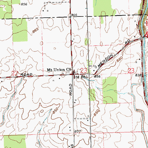 Topographic Map of Mount Union Church, OH