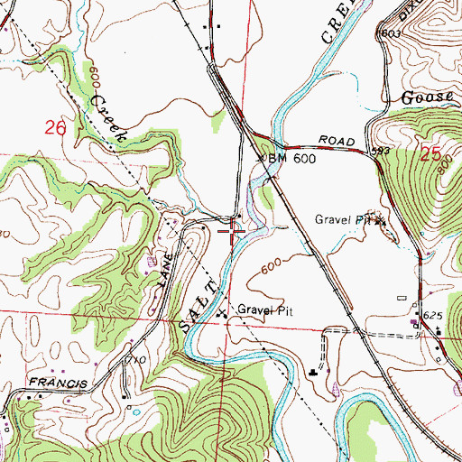 Topographic Map of Mulgee Creek, OH