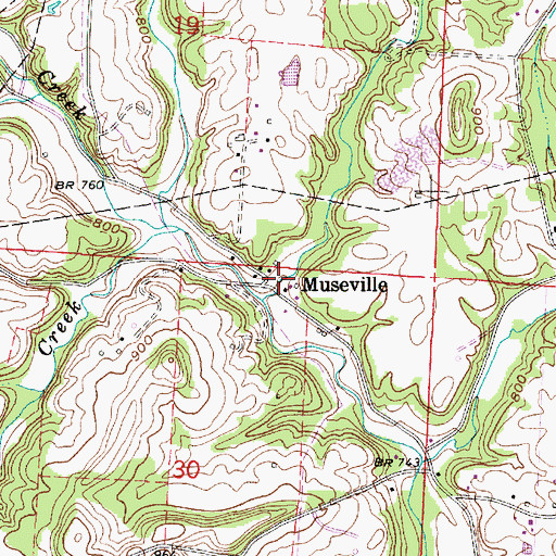 Topographic Map of Museville, OH