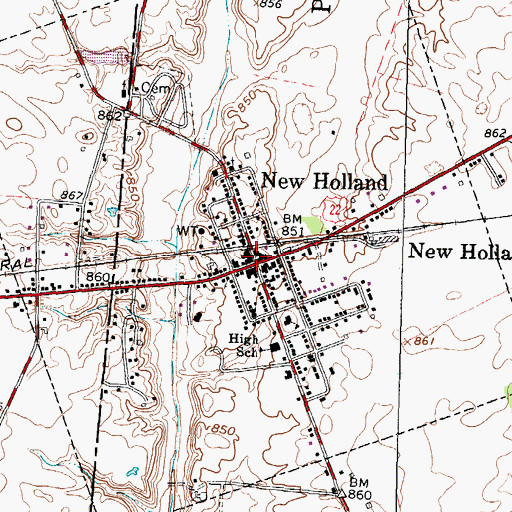 Topographic Map of New Holland, OH