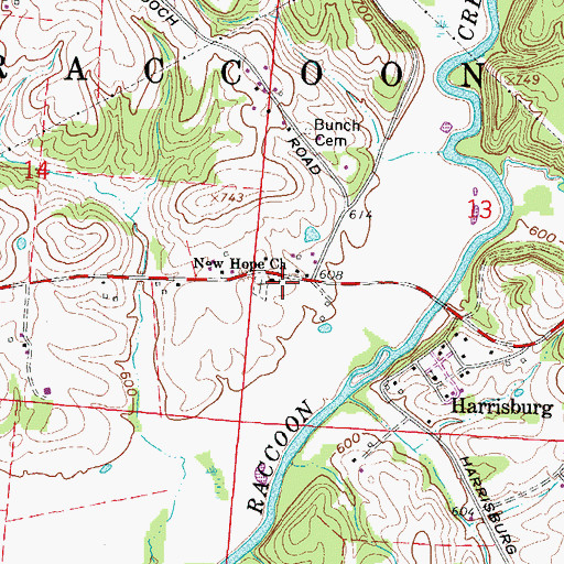 Topographic Map of New Hope Baptist Church, OH