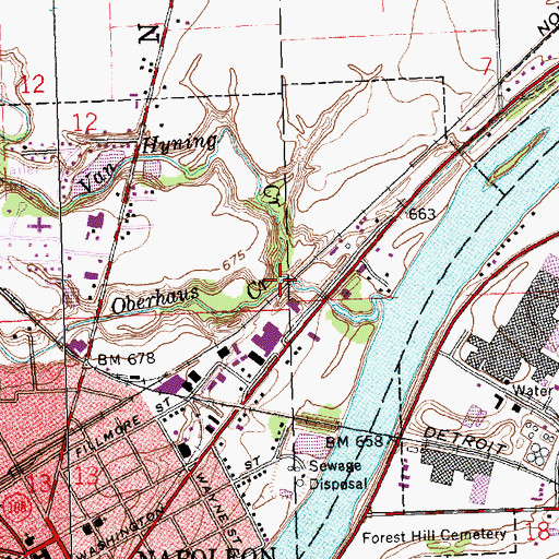 Topographic Map of Oberhaus Creek, OH