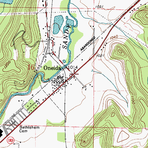 Topographic Map of Oneida, OH