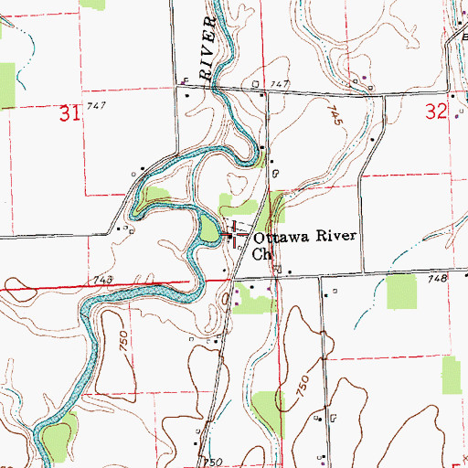 Topographic Map of Ottawa River Church, OH
