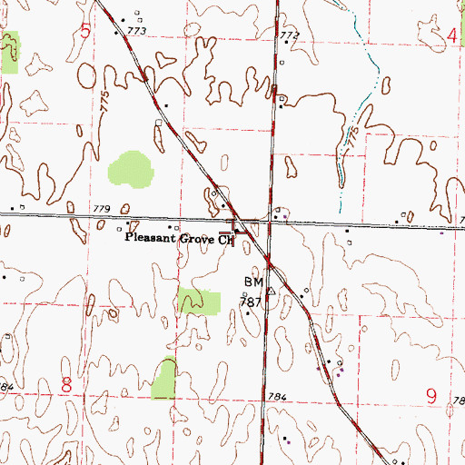 Topographic Map of Pleasant Grove Church, OH