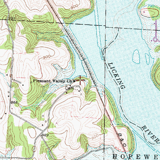 Topographic Map of Pleasant Valley Baptist Church, OH