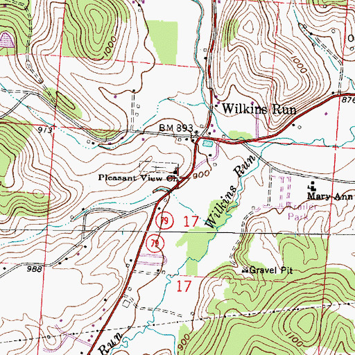 Topographic Map of Pleasant View Church, OH