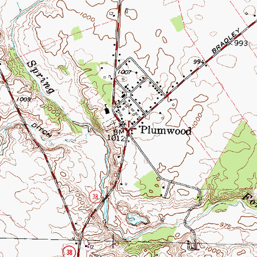 Topographic Map of Plumwood, OH