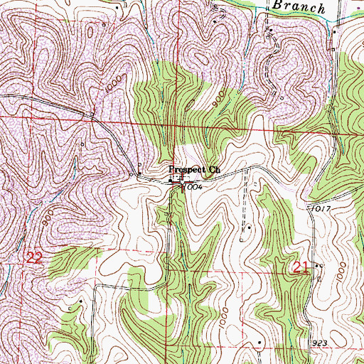 Topographic Map of Prospect Methodist Church, OH